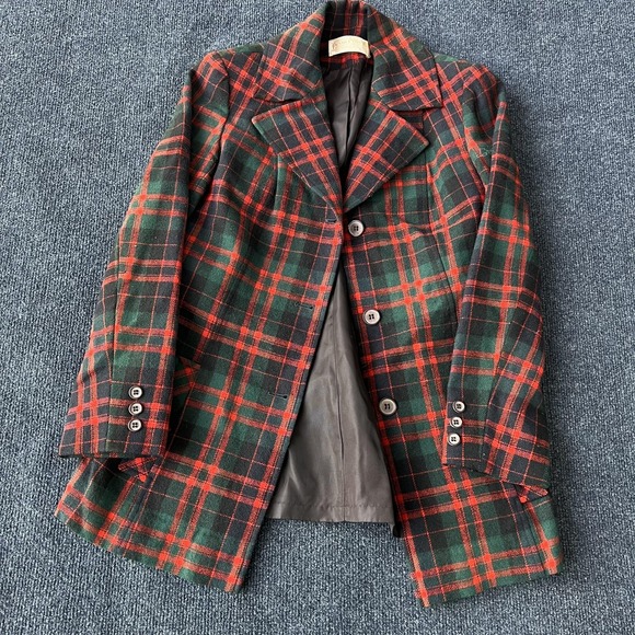 Pendleton Pants - Vintage Pendleton Skirt Suit Womens 8 Red Green Tartan Plaid Virgin Wool USA 80s